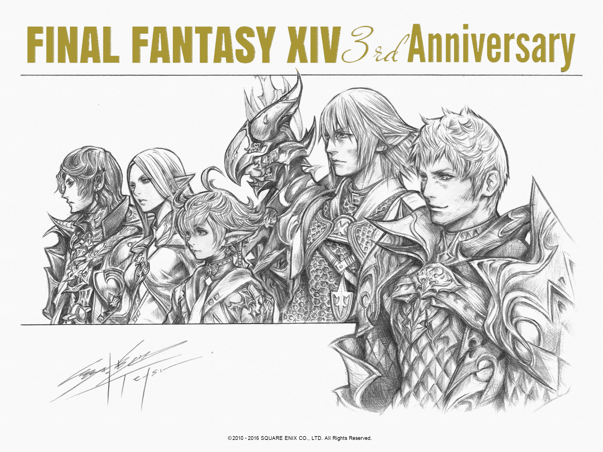 Ff14 野村哲也氏描き下ろしの 3周年記念イラスト がファンキットに追加 Pc用とスマホ用壁紙 ねこくまぶろぐ