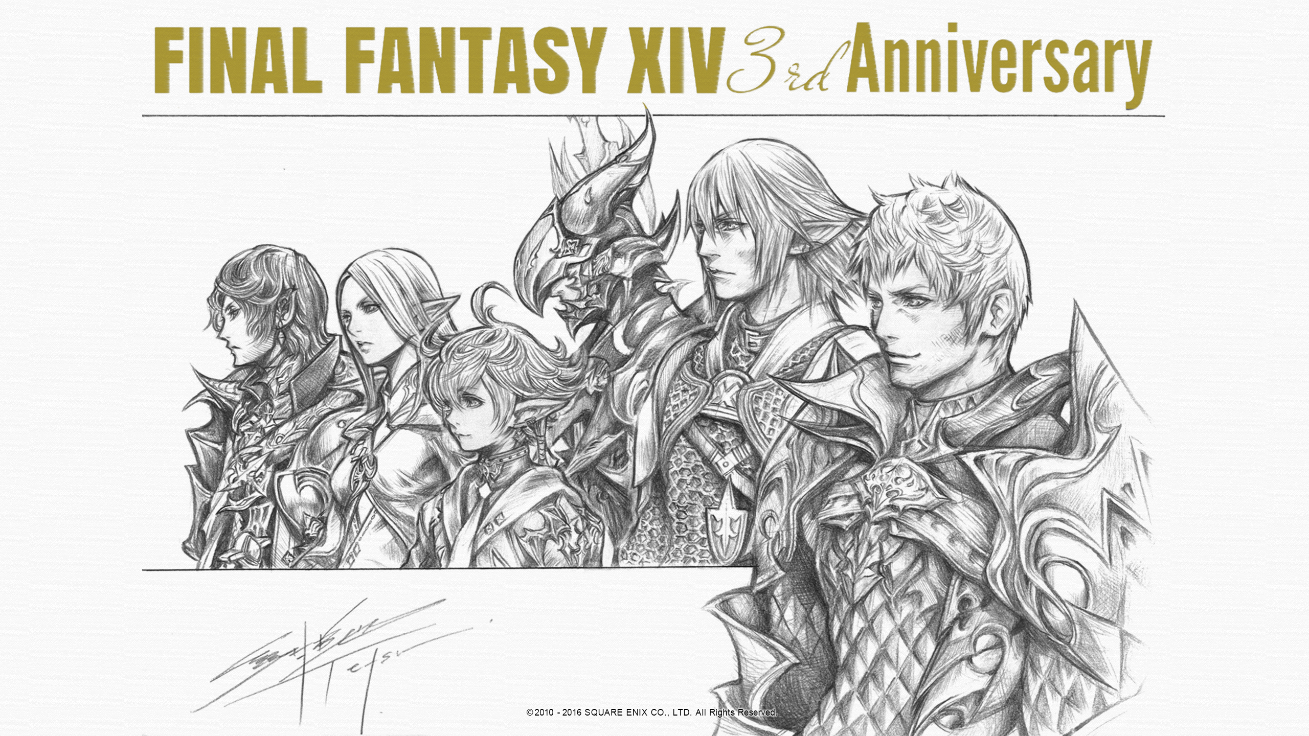 Ff14 野村哲也氏描き下ろしの 3周年記念イラスト がファンキットに追加 Pc用とスマホ用壁紙 ねこくまぶろぐ