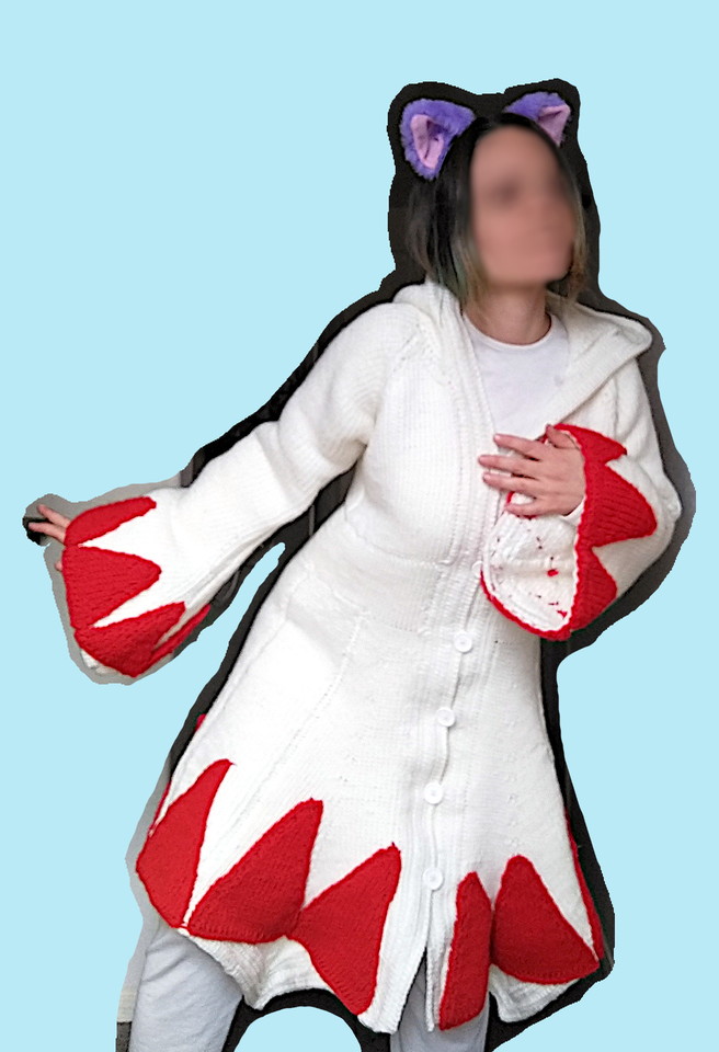616 Crocheted White Mage Robe / Canyon Stormcloud 